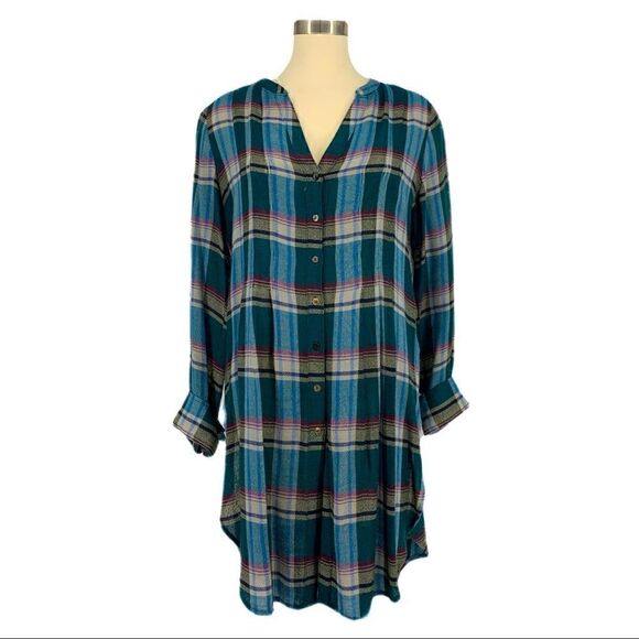 ANTHROPOLOGIE Akemi + Kin Lucie Plaid Tunic Shirt - Picture 1 of 9